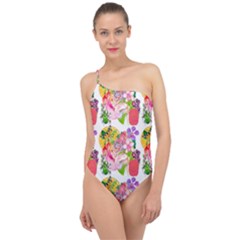 Bunch Of Flowers Classic One Shoulder Swimsuit by Sparkle