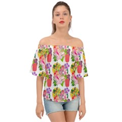 Bunch Of Flowers Off Shoulder Short Sleeve Top by Sparkle