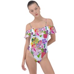 Bunch Of Flowers Frill Detail One Piece Swimsuit by Sparkle