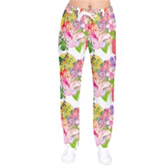 Bunch Of Flowers Women Velvet Drawstring Pants