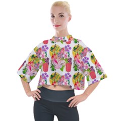 Bunch Of Flowers Mock Neck Tee by Sparkle