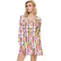 Bunch Of Flowers Tiered Long Sleeve Mini Dress View1