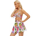 Bunch Of Flowers Vintage Style Bikini Top and Skirt Set  View2