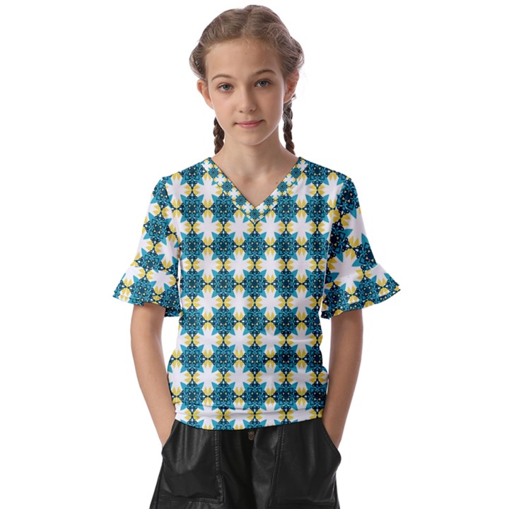 Digitalart Kids  V-Neck Horn Sleeve Blouse