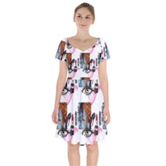 Modern Art Short Sleeve Bardot Dress by Sparkle