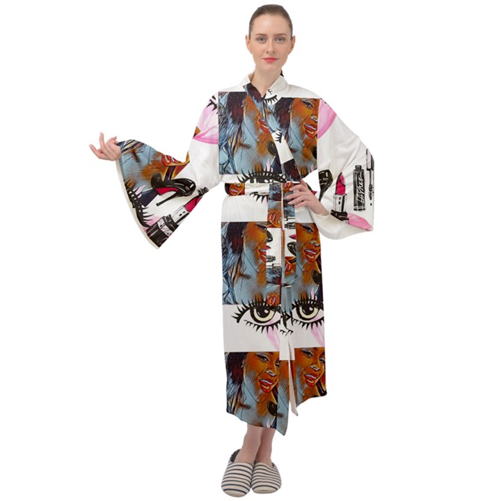 Modern Art Maxi Velour Kimono