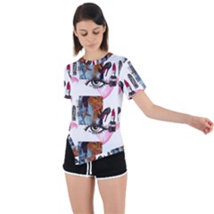 Modern Art Asymmetrical Short Sleeve Sports Tee by Sparkle