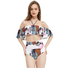 Modern Art Halter Flowy Bikini Set  by Sparkle