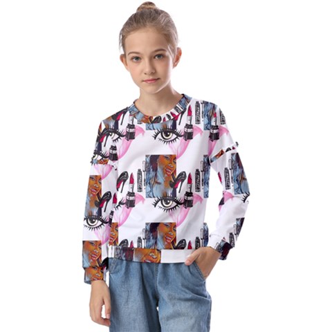 Modern Art Kids  Long Sleeve Tee With Frill  by Sparkle