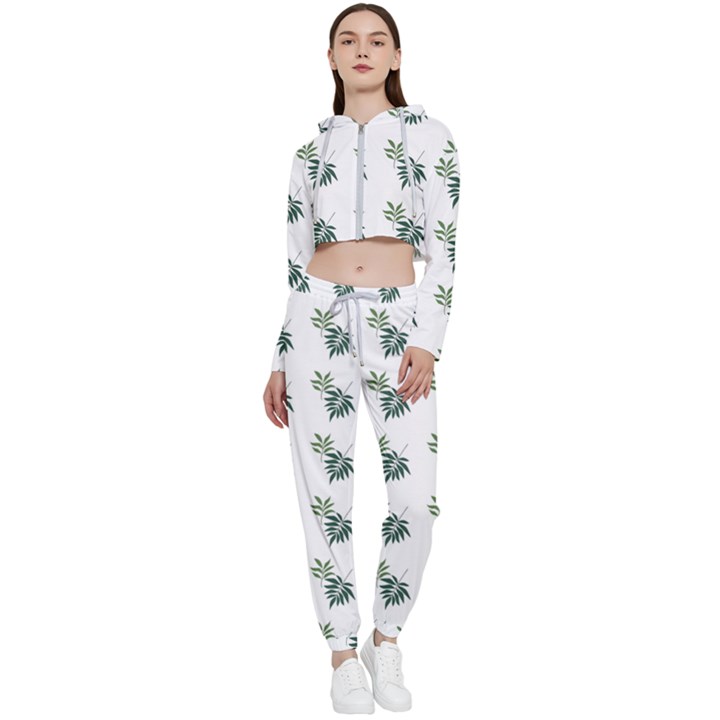 Tropical Cropped Zip Up Lounge Set