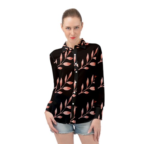 Spring Leafs Long Sleeve Chiffon Shirt by Sparkle