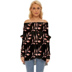 Spring Leafs Off Shoulder Chiffon Pocket Shirt by Sparkle