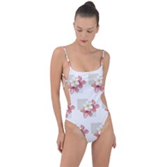 Floral Tie Strap One Piece Swimsuit by Sparkle