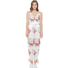 Floral Sleeveless Tie Ankle Chiffon Jumpsuit by Sparkle