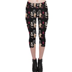 Cat Pattern Capri Leggings  by Sparkle