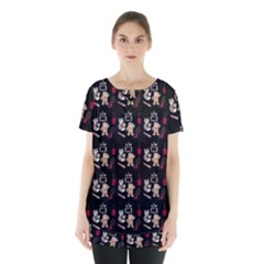 Cat Pattern Skirt Hem Sports Top by Sparkle