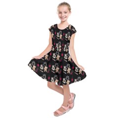 Cat Pattern Kids  Short Sleeve Dress by Sparkle