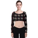 Cat Pattern Velvet Long Sleeve Crop Top View1