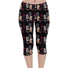 Cat Pattern Velvet Capri Leggings  by Sparkle