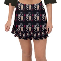 Cat Pattern Fishtail Mini Chiffon Skirt by Sparkle