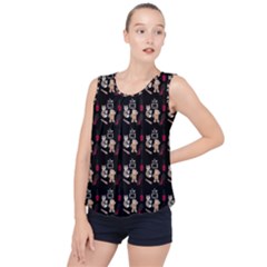 Cat Pattern Bubble Hem Chiffon Tank Top by Sparkle