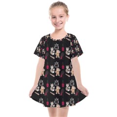 Cat Pattern Kids  Smock Dress by Sparkle