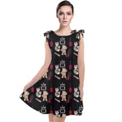 Cat Pattern Tie Up Tunic Dress by Sparkle