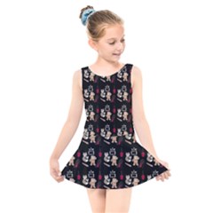 Cat Pattern Kids  Skater Dress Swimsuit by Sparkle