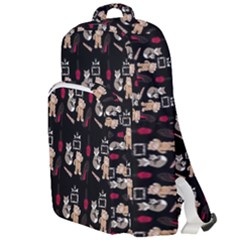 Cat Pattern Double Compartment Backpack by Sparkle