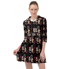 Cat Pattern Mini Skater Shirt Dress by Sparkle