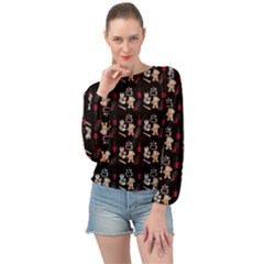 Cat Pattern Banded Bottom Chiffon Top by Sparkle