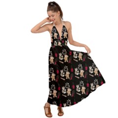 Cat Pattern Backless Maxi Beach Dress by Sparkle