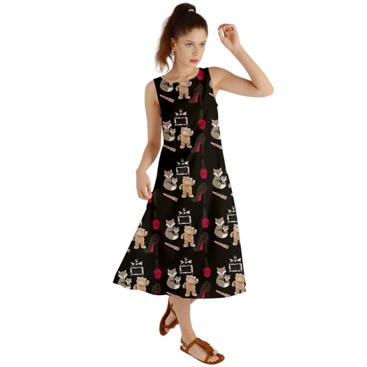 Cat Pattern Summer Maxi Dress