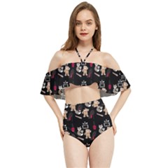 Cat Pattern Halter Flowy Bikini Set  by Sparkle