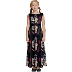 Cat Pattern Kids  Satin Sleeveless Maxi Dress