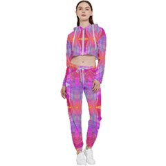 Pink Diamond Cropped Zip Up Lounge Set by Thespacecampers