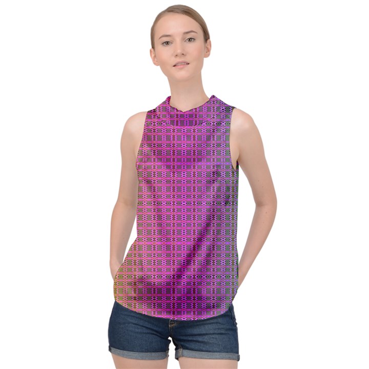 Bismuth Flow High Neck Satin Top