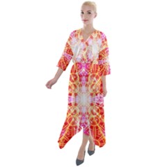 Bursting Energy Quarter Sleeve Wrap Front Maxi Dress by Thespacecampers