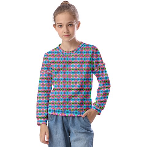 Dots On Dots Kids  Long Sleeve Tee With Frill  by Thespacecampers