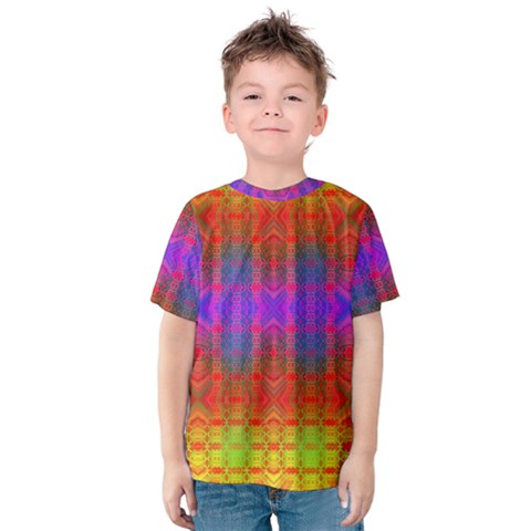 Electric Sunset Kids  Cotton Tee by Thespacecampers