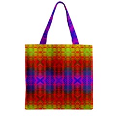 Electric Sunset Zipper Grocery Tote Bag by Thespacecampers