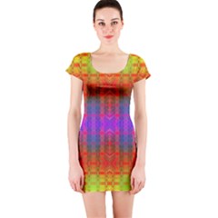 Electric Sunset Short Sleeve Bodycon Dress by Thespacecampers