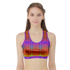 Electric Sunset Sports Bra With Border by Thespacecampers