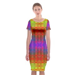 Electric Sunset Classic Short Sleeve Midi Dress by Thespacecampers