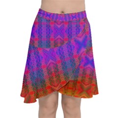 Electric Sunset Chiffon Wrap Front Skirt by Thespacecampers