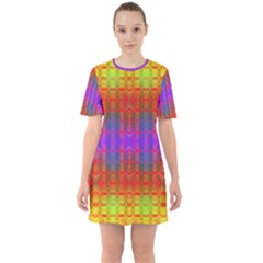 Electric Sunset Sixties Short Sleeve Mini Dress by Thespacecampers