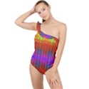 Electric Sunset Frilly One Shoulder Swimsuit View1