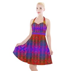 Electric Sunset Halter Party Swing Dress  by Thespacecampers