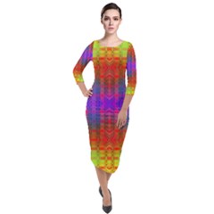 Electric Sunset Quarter Sleeve Midi Velour Bodycon Dress by Thespacecampers