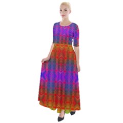 Electric Sunset Half Sleeves Maxi Dress by Thespacecampers